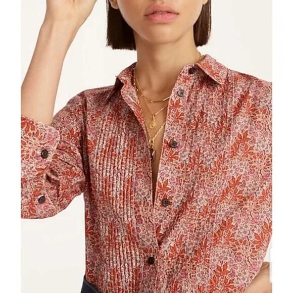 J. Crew Slim-fit cotton tuxedo‎ shirt in Liberty Aubrey Forest floral Sz 00 - Picture 2 of 11